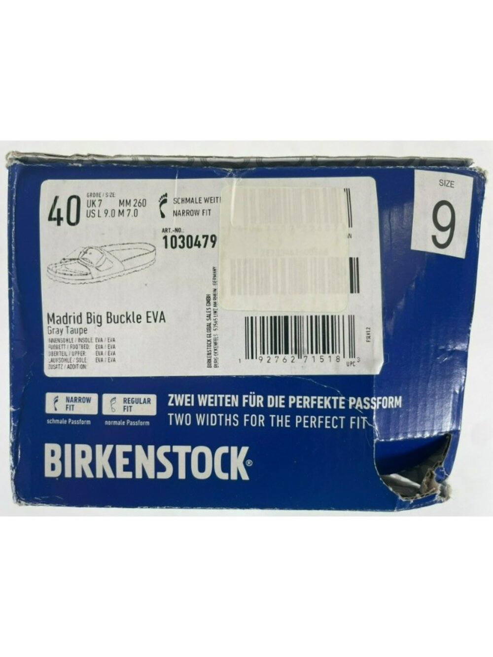 Birkenstock Madrid Big Buckle EVA Sandals Taupe Narrow Women’s Sz 9 Men's 7 NEW - Picture 10 of 11